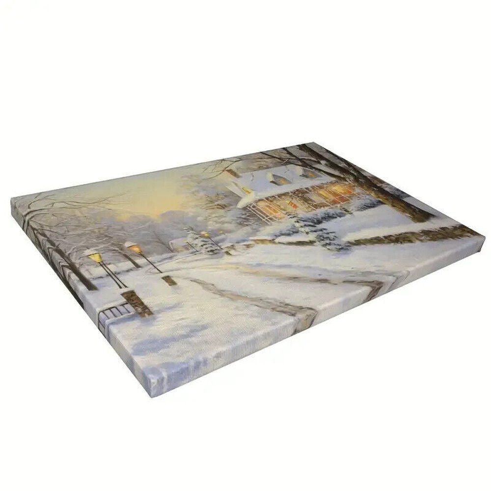 Lighted House Scenic Winter Canvas Print Framed 16" x 24" Wall Art Home & Garden:Home Décor:Posters & Prints Style Your Walls